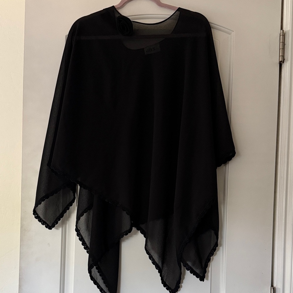 Elegant Black Sheer Poncho